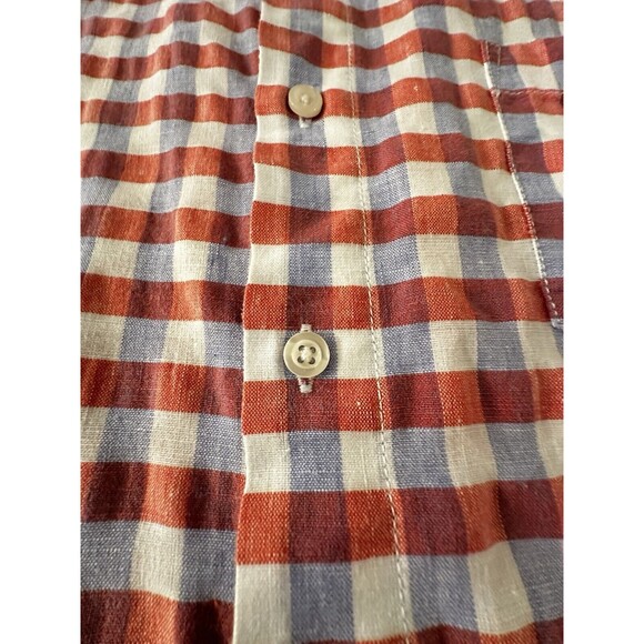 Tommy Bahama Linen‎ Blend Shirt Men L Plaid Gingham Short Sleeve Button Down Up - Picture 4 of 13